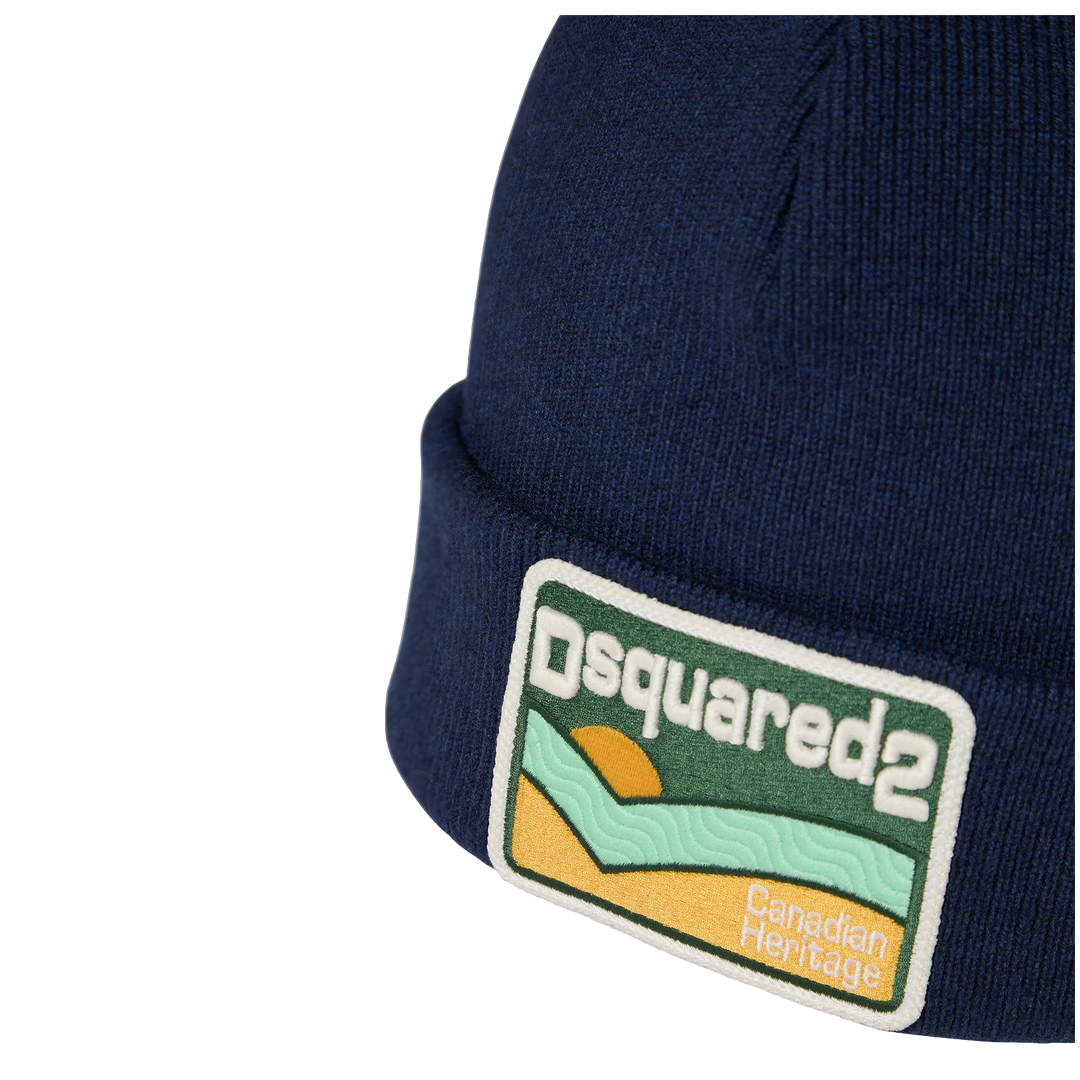 DSQUARED2 CANADIAN HERITAGE BEANIE IN NAVY BLUE