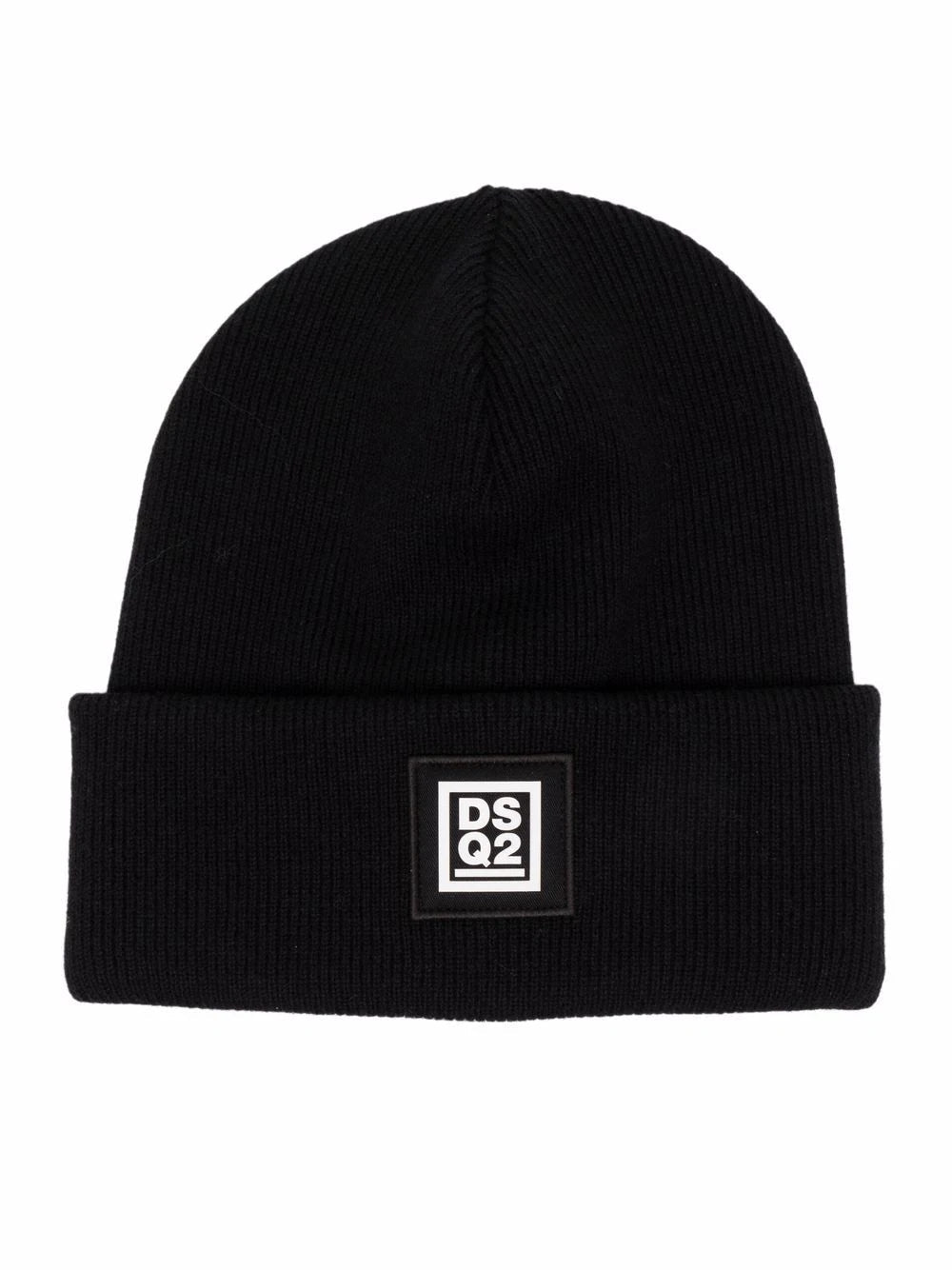 DSQUARED2 LOGO PATCH KNITTED BEANIE BLACK