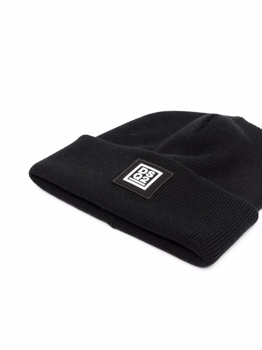 DSQUARED2 LOGO PATCH KNITTED BEANIE BLACK