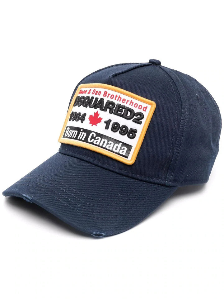 DSQUARED2 BORN IN CANADA BADGE NAVY BLUE BASEBALL CAP