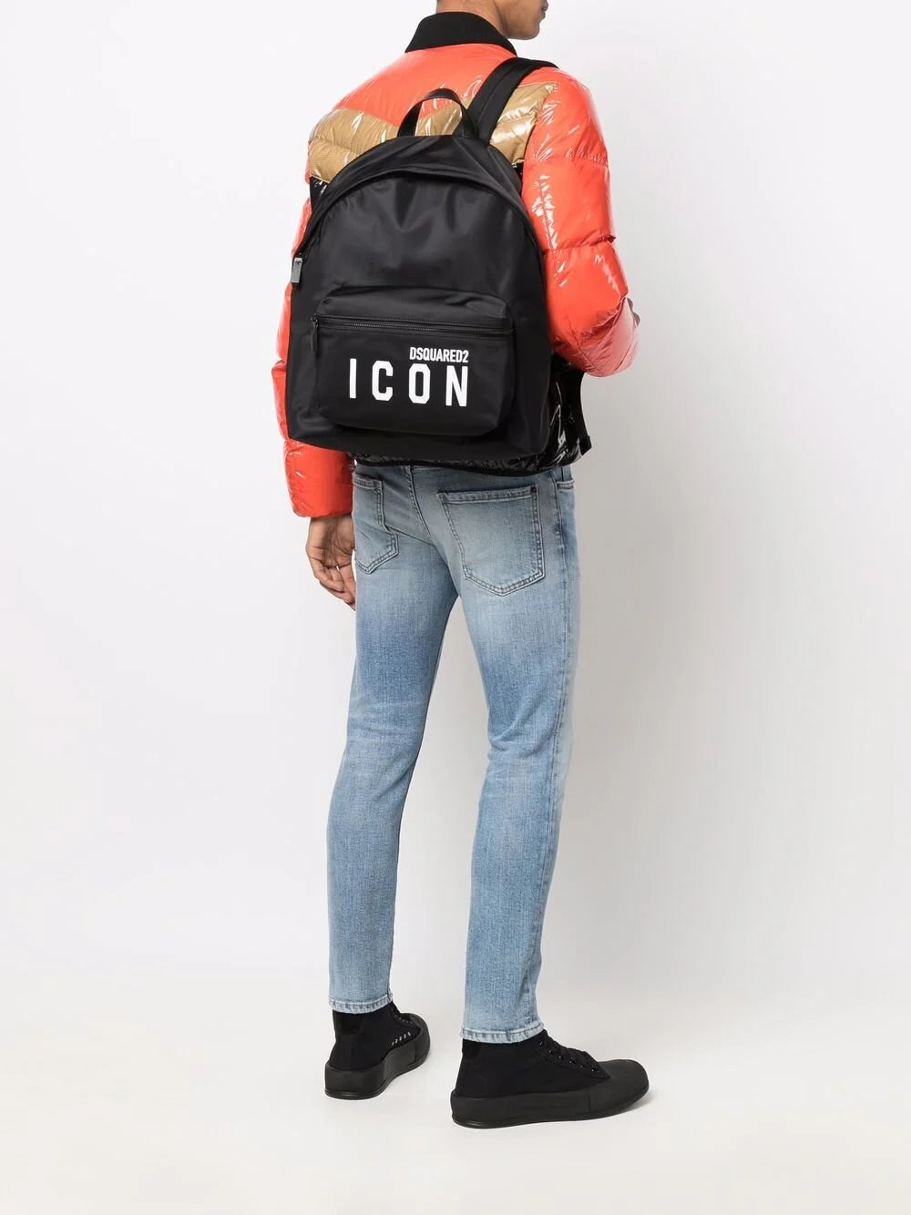 DSQUARED2 ICON LOGO-PRINT POCKET BACKPACK BLACK