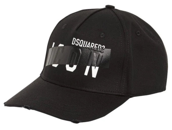 DSQUARED2 ICON TAPE COTTON CAP IN BLACK