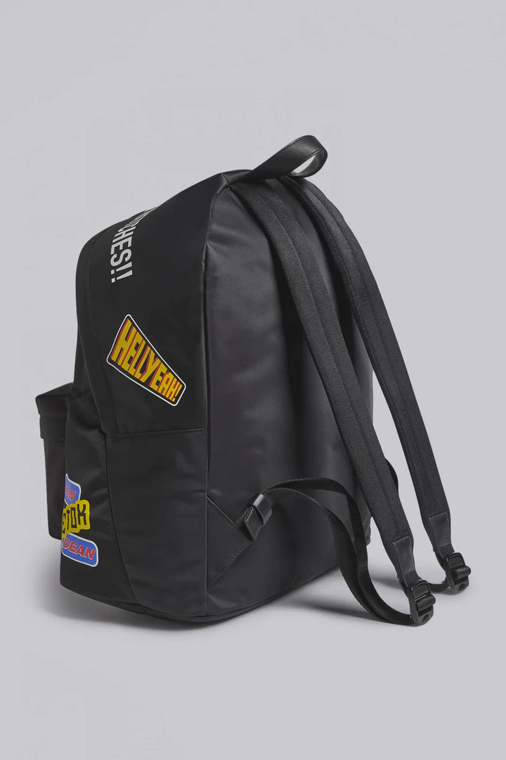 DSQUARED2 TRAVELLER PATCH BACKPACK IN BLACK