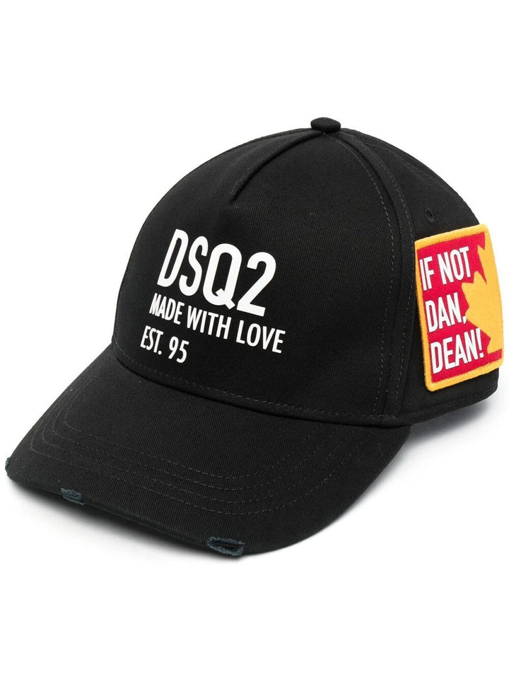 DSQUARED2 'MADE WITH LOVE' EMBROIDERED BASEBALL CAP BLACK