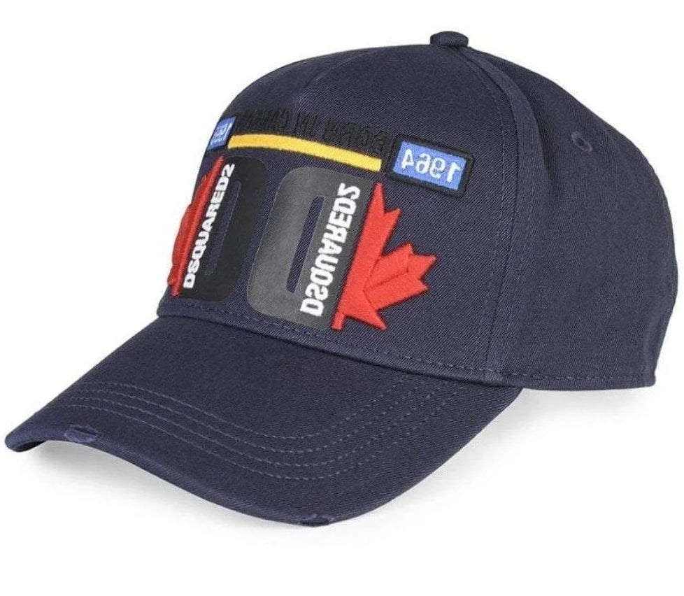 DSQUARED2 DD MAPLE LEAF BASEBALL CAP IN NAVY