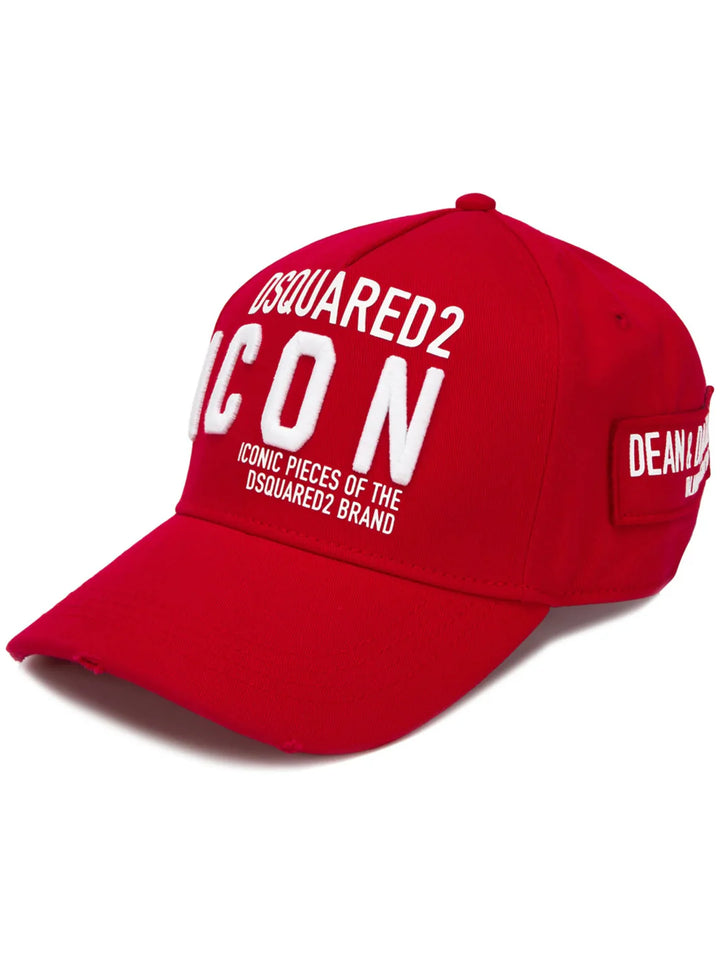 DSQUARED2 ICON EMBROIDERED BASEBALL CAP IN RED