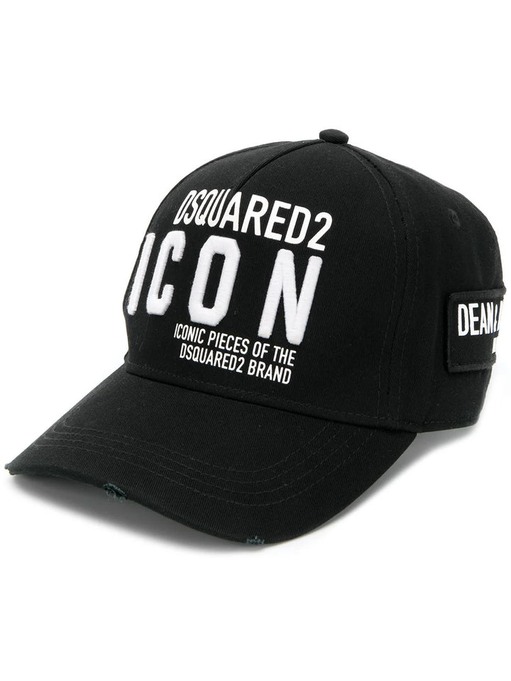 DSQUARED2 ICONIC EMBROIDERED LOGO BASEBALL CAP IN BLACK