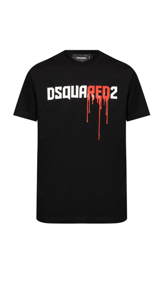 dsquared2 blood print black t-shirt