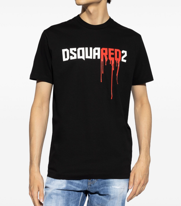 dsquared2 blood print black t-shirt